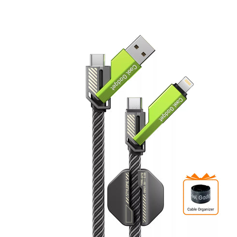 Cool Gadget 6-in-1 60W Nylon Fast Charging USB-C Cable with Apple Watch Charger, 5ft